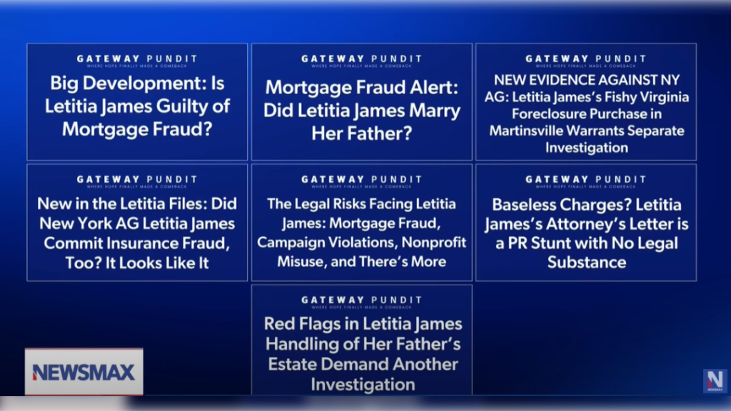 More Bad News for Tish James – TGP Contributor Joel Gilbert Tells Greg Kelly and Newsmax: “She Has a Pattern of Mortgage Fraud – More Indictments Coming” (VIDEO) | The Gateway Pundit