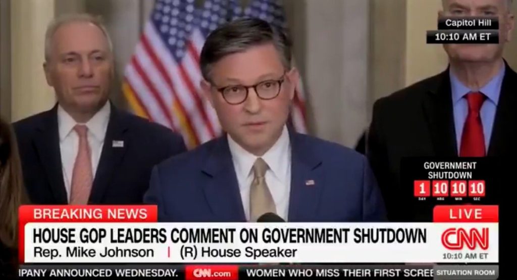 CNN CUTS OFF Speaker Johnson as He Attacks Democrats For Shutting Down the Government Over Healthcare Funding for Illegal Aliens (VIDEO) | The Gateway Pundit