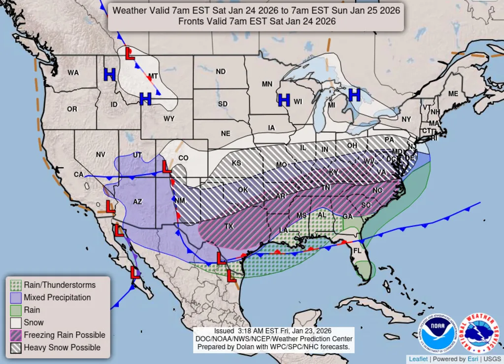 Winter Storm Fern 2026: These 2 weather maps track when snow and ice storms are forecast to hit states this weekend