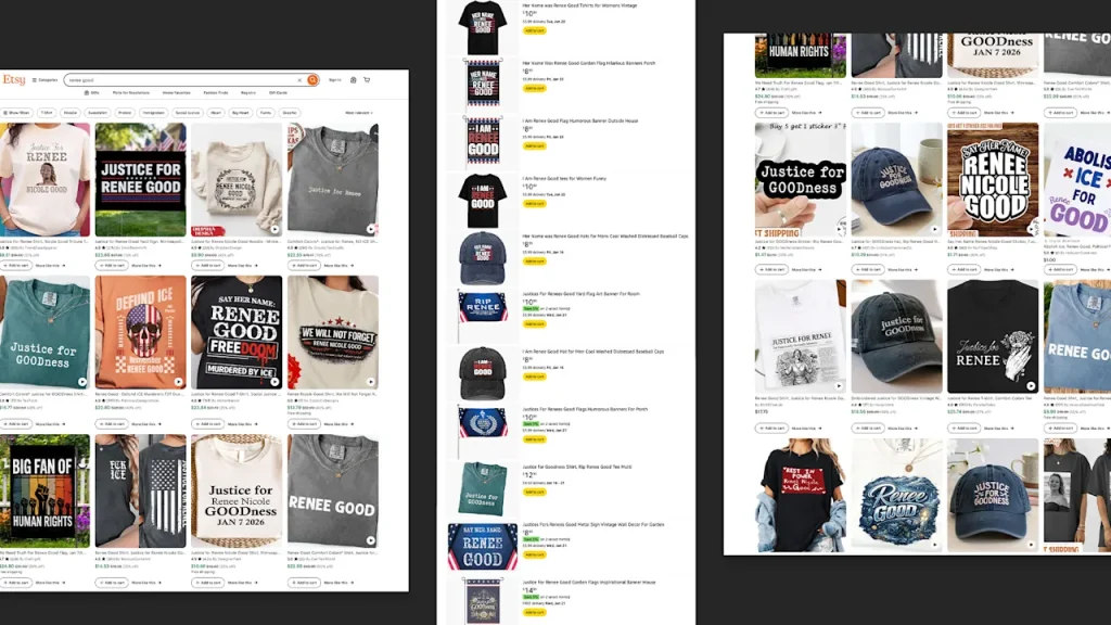 Renee Nicole Good merch quickly spreads on Amazon and Etsy just hours after Minneapolis shooting