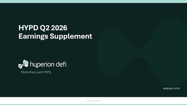 Hyperion DeFi Reports Q2 2026 Earnings